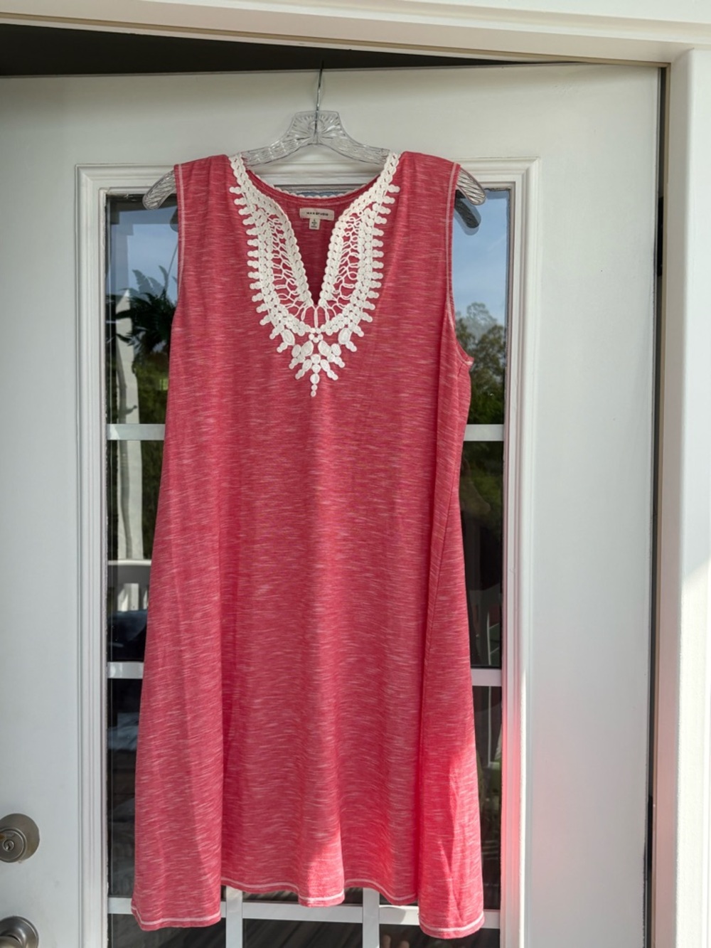 Max Studio Swing Dress with White Crochet Yoke